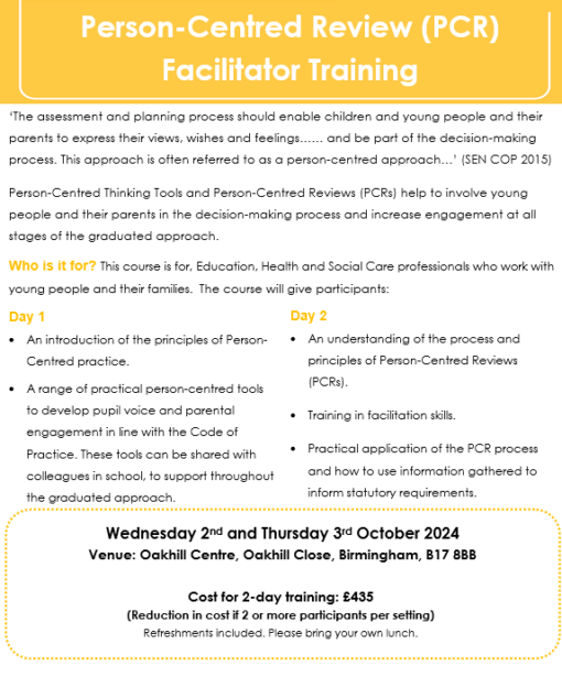 PersonCentred Review Facilitator (PCR) Training with leaflet test