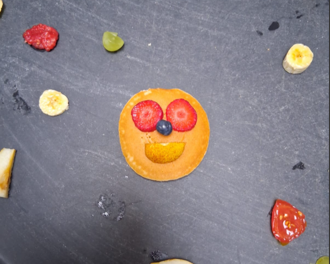 Pancake smiley face.