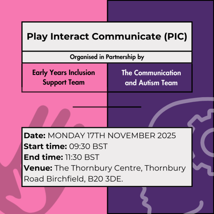 Play Interact Communicate (PIC) - Monday 17th November 2025 - Thornbury Centre - 09:30 - 11:30 am