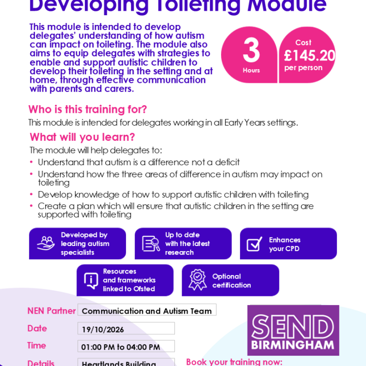 NEN | Early Years Toileting Monday 19th October 2026 1pm