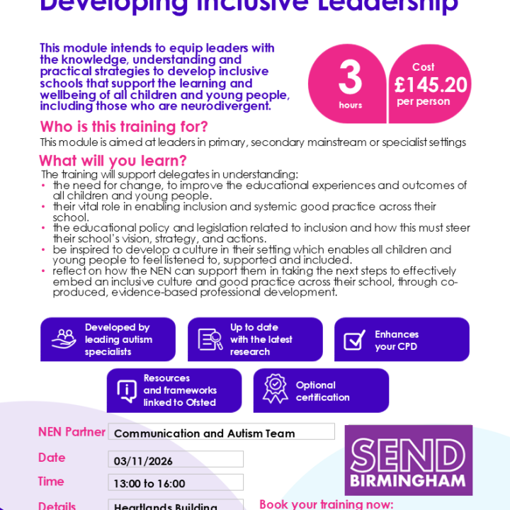NEN | Schools Developing Inclusive Leadership Tuesday 3rd November 2026